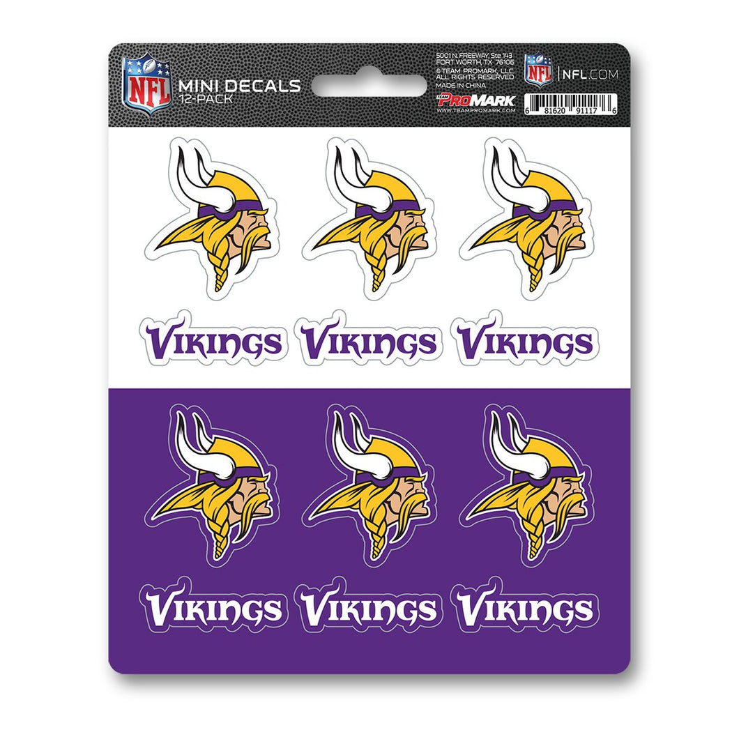 Minnesota Vikings 12pk Mini Decal Purple and Gold Team ProMark