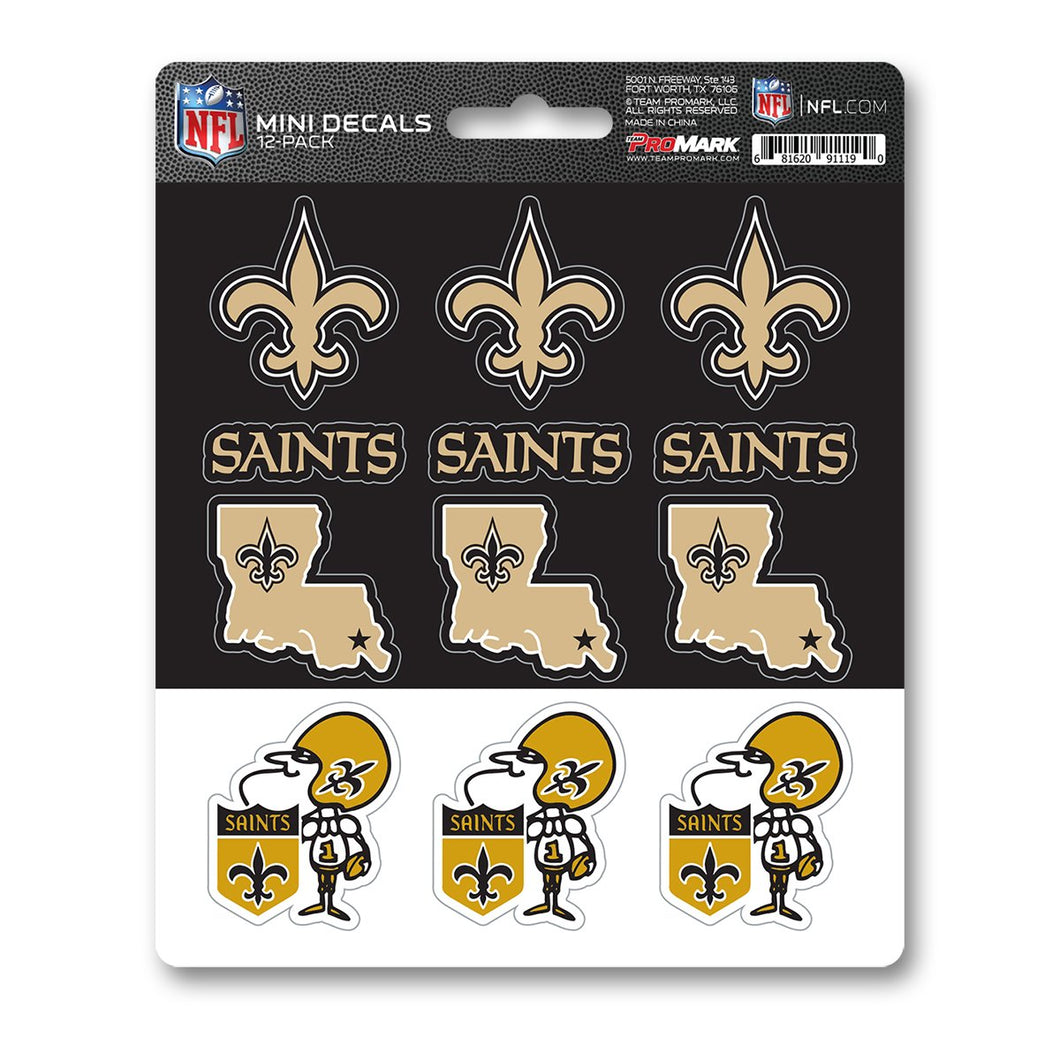New Orleans Saints 12pk Mini Decal Black and Gold Team ProMark