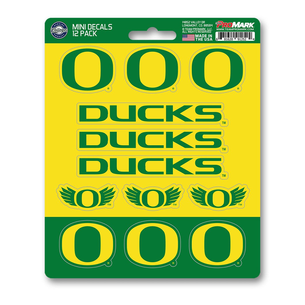 Oregon Ducks NCAA 12pk Mini Decal Green and Yellow