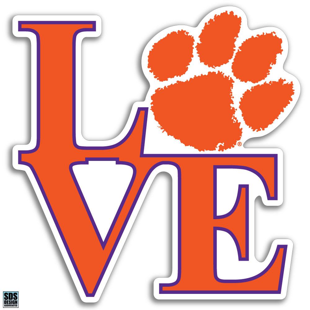 Clemson University NCAA Collegiate Logo Super Durable Purse Sticker~ Orange and Regalia Purple Love Tiger Cub Paw