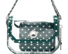 Load image into Gallery viewer, SCORE! Chrissy Small Designer Clear Crossbody Bag - Green and White
