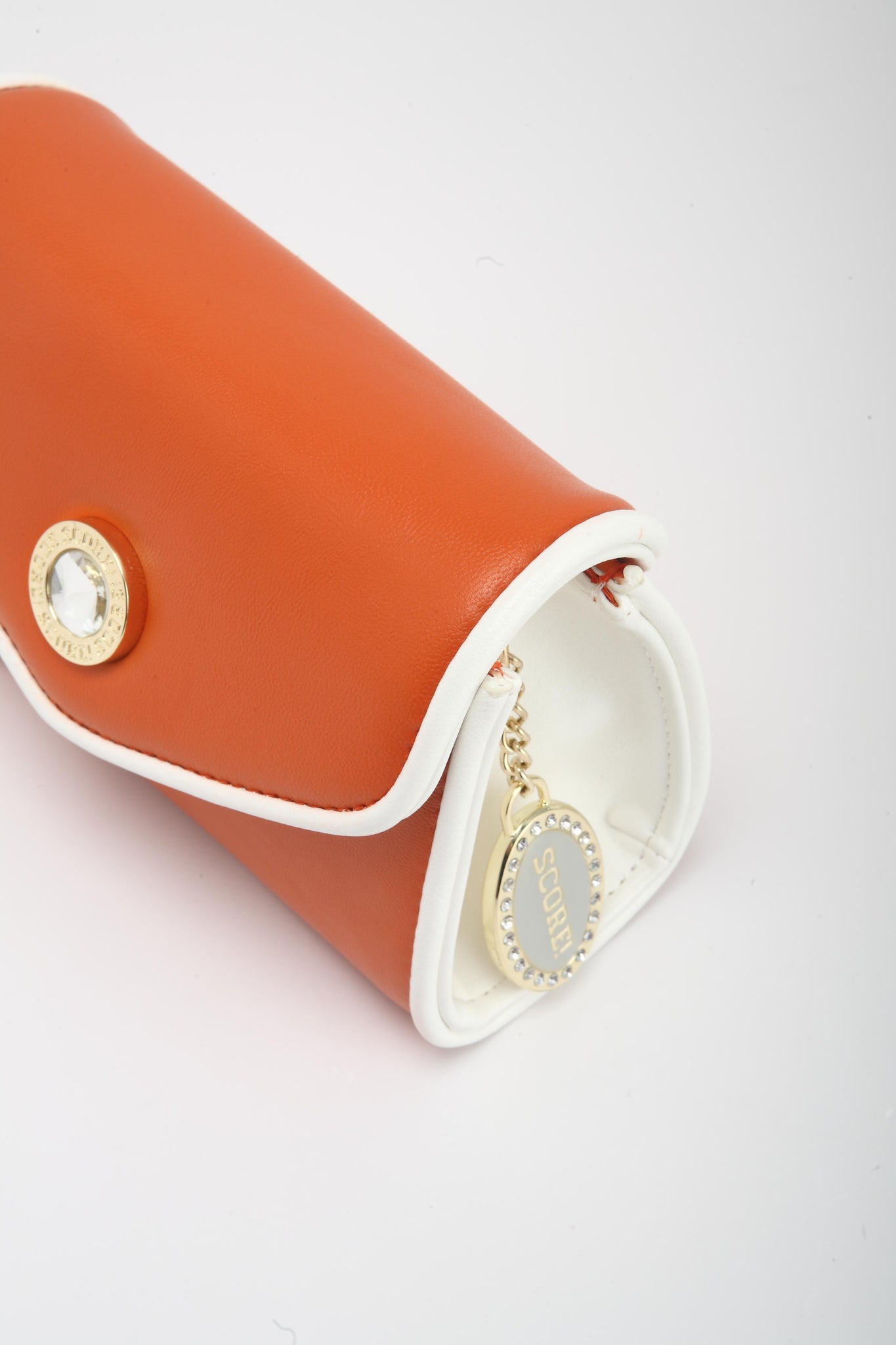 SCORE! Eva Designer Crossbody Clutch - Burnt Sienna Orange and White –  SCORE! Team Accessories