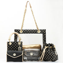 Load image into Gallery viewer, SCORE! Jacqui Classic Top Handle Crossbody Satchel - Black and Gold Gold
