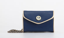 Load image into Gallery viewer, SCORE! Eva Designer Crossbody Clutch- Navy Blue and Gold Gold
