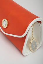 Load image into Gallery viewer, SCORE! Eva Designer Crossbody Clutch - Bright Orange and White
