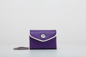 SCORE! Eva Designer Crossbody Clutch - Purple and White