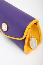 Load image into Gallery viewer, SCORE! Eva Designer Crossbody Clutch - Purple and Gold Yellow
