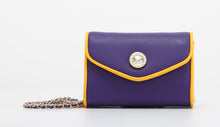 Load image into Gallery viewer, SCORE! Eva Designer Crossbody Clutch - Purple and Gold Yellow
