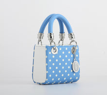 Load image into Gallery viewer, SCORE! Jacqui Classic Top Handle Crossbody Satchel  - Light Blue and White
