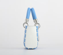 Load image into Gallery viewer, SCORE! Jacqui Classic Top Handle Crossbody Satchel  - Light Blue and White
