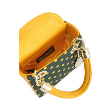 Load image into Gallery viewer, SCORE! Jacqui Classic Top Handle Crossbody Satchel - Green and Gold
