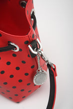 Load image into Gallery viewer, SCORE! Sarah Jean Small Crossbody Polka dot BoHo Bucket Bag - Red and Black
