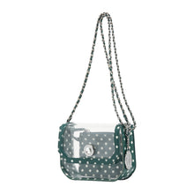 Load image into Gallery viewer, SCORE! Chrissy Small Designer Clear Crossbody Bag - Green and White

