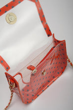 Load image into Gallery viewer, SCORE! Chrissy Small Designer Clear Crossbody Bag - Orange and Blue
