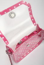 Load image into Gallery viewer, SCORE! Chrissy Small Designer Clear Crossbody Bag - Pink and Silver
