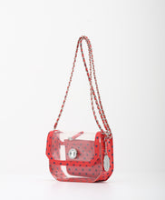 Load image into Gallery viewer, SCORE! Chrissy Small Designer Clear Crossbody Bag - Red and Blue
