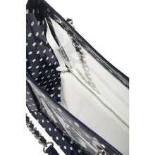 Load image into Gallery viewer, SCORE! Andrea Large Clear Designer Tote for School, Work, Travel - Navy Blue and White
