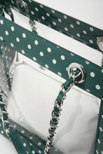 Load image into Gallery viewer, SCORE! Andrea Large Clear Designer Tote for School, Work, Travel - Forest Green and White
