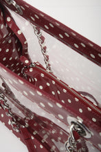 Load image into Gallery viewer, SCORE! Andrea Large Clear Designer Tote for School, Work, Travel - Maroon and White
