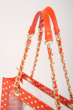Load image into Gallery viewer, SCORE! Andrea Large Clear Designer Tote for School, Work, Travel - Bright Orange and White
