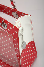 Load image into Gallery viewer, SCORE! Andrea Large Clear Designer Tote for School, Work, Travel - Red and White
