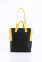 Load image into Gallery viewer, SCORE!&#39;s Kat Travel Tote for Business, Work, or School Quilted Shoulder Bag - Black and Gold Yellow
