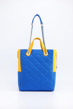 Load image into Gallery viewer, SCORE!&#39;s Kat Travel Tote for Business, Work, or School Quilted Shoulder Bag - Imperial Royal Blue and Yellow Gold

