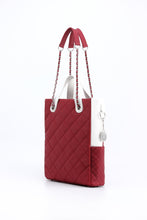 Load image into Gallery viewer, SCORE!&#39;s Kat Travel Tote for Business, Work, or School Quilted Shoulder Bag - Maroon and White
