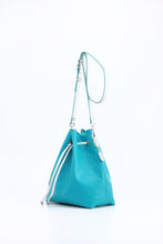 Load image into Gallery viewer, SCORE! Sarah Jean Crossbody Large BoHo Bucket Bag - Turquoise and Silver
