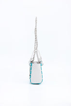 Load image into Gallery viewer, SCORE! Jacqui Classic Top Handle Crossbody Satchel - Turquoise and Silver
