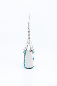 SCORE! Jacqui Classic Top Handle Crossbody Satchel - Turquoise and Silver