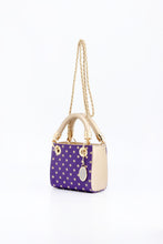 Load image into Gallery viewer, SCORE! Jacqui Classic Top Handle Crossbody Satchel  - Purple and Gold Gold
