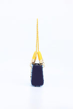 Load image into Gallery viewer, SCORE! Jacqui Classic Top Handle Crossbody Satchel - Light Blue, Navy Blue and  Yellow Gold
