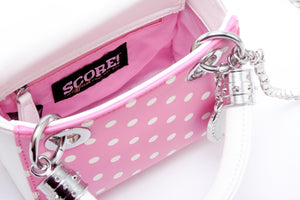 SCORE! Jacqui Classic Top Handle Crossbody Satchel - Pink and White