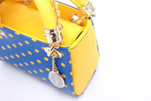 Load image into Gallery viewer, SCORE! Jacqui Classic Top Handle Crossbody Satchel - Royal Blue and Yellow Gold
