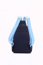 Load image into Gallery viewer, SCORE! Natalie Michelle Medium Polka Dot Designer Backpack  - Navy Blue and Light Blue
