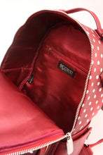 Load image into Gallery viewer, SCORE! Natalie Michelle Large Polka Dot Designer Backpack- Maroon and Silver
