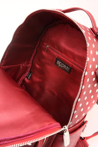 SCORE! Natalie Michelle Large Polka Dot Designer Backpack- Maroon and Silver