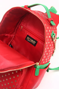 SCORE!'s Natalie Michelle Medium Polka Dot Designer Backpack- Red, Gold and Green