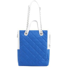Load image into Gallery viewer, SCORE!&#39;s Kat Travel Tote for Business, Work, or School Quilted Shoulder Bag - Imperial Royal Blue and White
