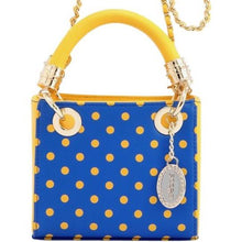 Load image into Gallery viewer, SCORE! Game Day Bag purse Jacqui Classic Top Handle Crossbody Satchel - Royal Blue and Yellow Gold University of Nebraska Kearney, Ithaca College, Delaware Fighting Blue Hens, Morehead State Eagles, Kansas City Roos, South Dakota State Jackrabbits, San Jose State Spartans, Kent State Golden Flashes, McNeese State Cowboys, Houston Baptist Huskies, Southern Jaguars, UCLA Bruins, Delaware Fighting Blue Hens, Golden State Warriors, Denver Nuggets, Milwaukee Brewers, St. Louis Blues purse
