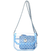 Load image into Gallery viewer, SCORE! Chrissy Small Designer Clear Crossbody Bag - Light Blue and White
