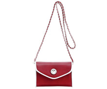 Load image into Gallery viewer, SCORE! Eva Designer Crossbody Clutch- Maroon Crimson and White
