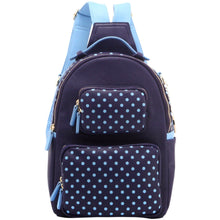 Load image into Gallery viewer, SCORE! Natalie Michelle Large Polka Dot Designer Backpack - Navy Blue and Light Blue
