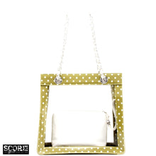 Load image into Gallery viewer, SCORE! Andrea Large Clear Designer Tote for School, Work, Travel - Olive Green and White
