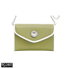 Load image into Gallery viewer, SCORE! Eva Designer Crossbody Clutch - Olive Green and White
