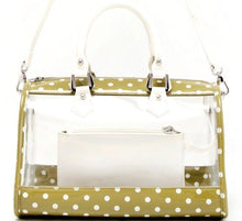 Load image into Gallery viewer, SCORE! Moniqua Large Designer Clear Crossbody Satchel - Olive Green and White
