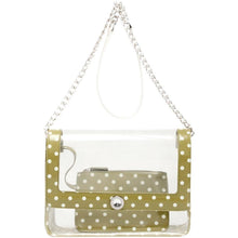 Load image into Gallery viewer, SCORE! Chrissy Medium Designer Clear Cross-body Bag - Olive Green and White
