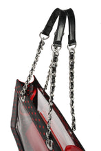 Load image into Gallery viewer, SCORE! Andrea Large Clear Designer Tote for School, Work, Travel - Black and Red
