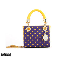 Load image into Gallery viewer, SCORE! Jacqui Classic Top Handle Crossbody Satchel  - Purple and Gold Yellow

